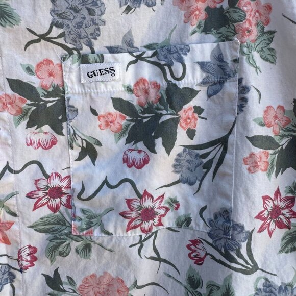 Guess Vintage 80s 90s Floral Sleeveless Button Down Soft Cotton Summer Top Shirt - Picture 6 of 7